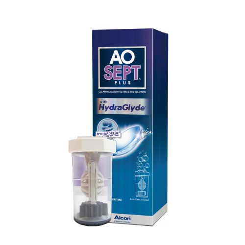 AoSept Plus With HydraGlyde (90 ml) Soluzione per lenti a contatto + 1 portalenti